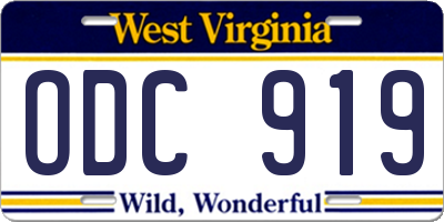 WV license plate ODC919
