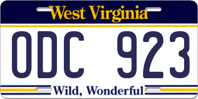 WV license plate ODC923