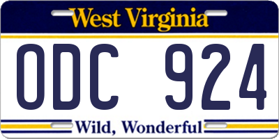 WV license plate ODC924