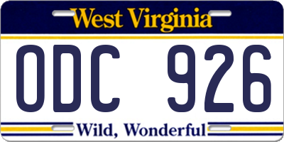 WV license plate ODC926