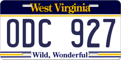 WV license plate ODC927