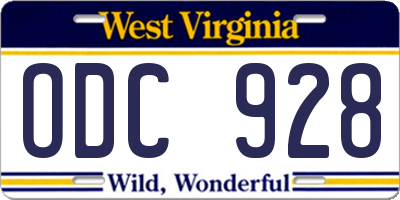 WV license plate ODC928