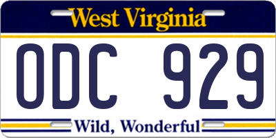 WV license plate ODC929