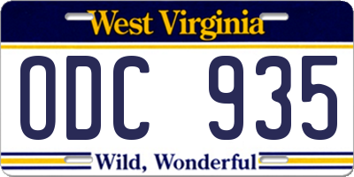 WV license plate ODC935
