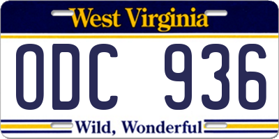 WV license plate ODC936