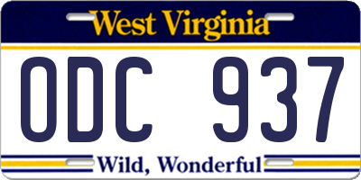 WV license plate ODC937