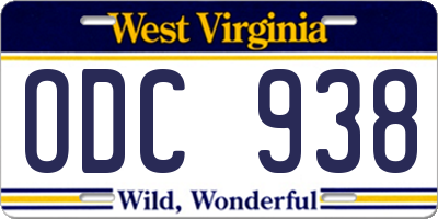 WV license plate ODC938