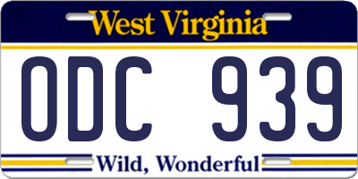 WV license plate ODC939