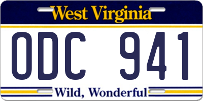 WV license plate ODC941