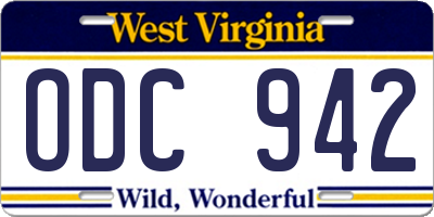 WV license plate ODC942