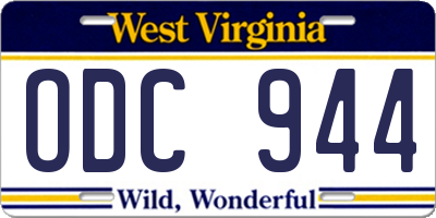 WV license plate ODC944