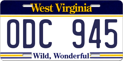 WV license plate ODC945