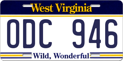 WV license plate ODC946