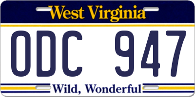 WV license plate ODC947