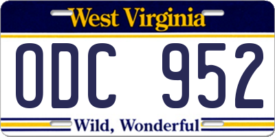WV license plate ODC952