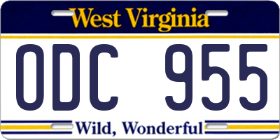 WV license plate ODC955