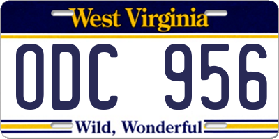 WV license plate ODC956