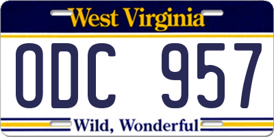 WV license plate ODC957