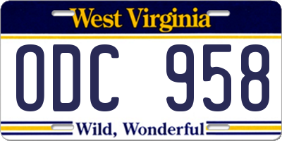 WV license plate ODC958