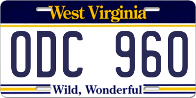 WV license plate ODC960