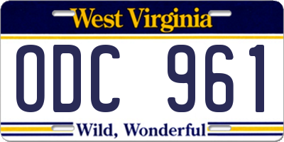 WV license plate ODC961