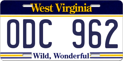 WV license plate ODC962