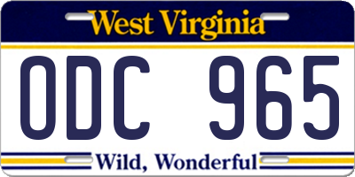WV license plate ODC965