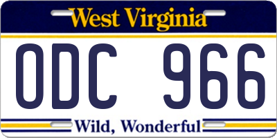 WV license plate ODC966