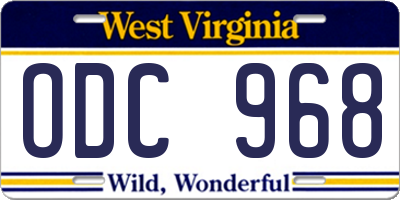 WV license plate ODC968