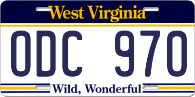 WV license plate ODC970