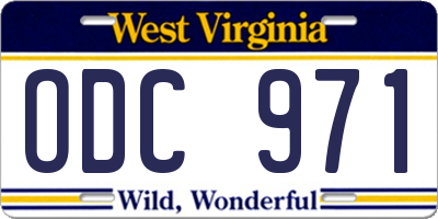 WV license plate ODC971