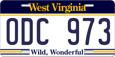 WV license plate ODC973