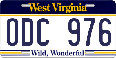 WV license plate ODC976