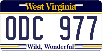 WV license plate ODC977