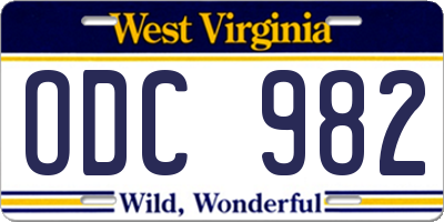 WV license plate ODC982