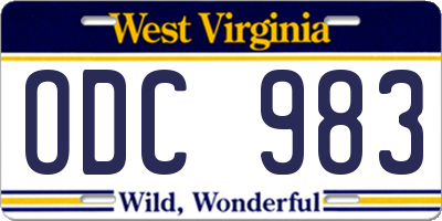 WV license plate ODC983