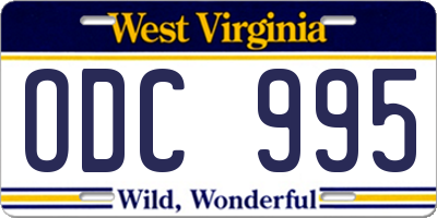 WV license plate ODC995