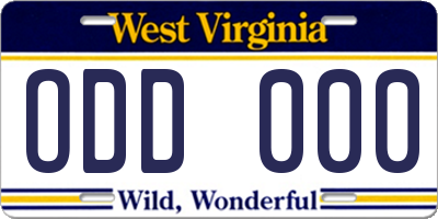 WV license plate ODD000