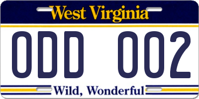 WV license plate ODD002