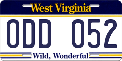 WV license plate ODD052