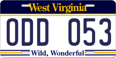 WV license plate ODD053