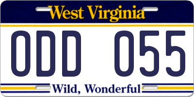 WV license plate ODD055