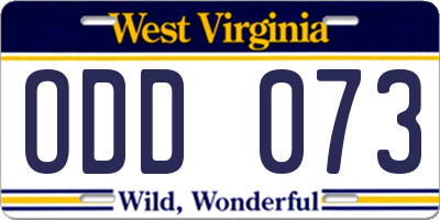 WV license plate ODD073