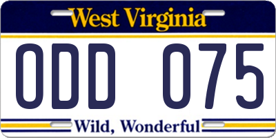WV license plate ODD075