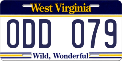 WV license plate ODD079