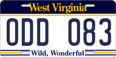 WV license plate ODD083