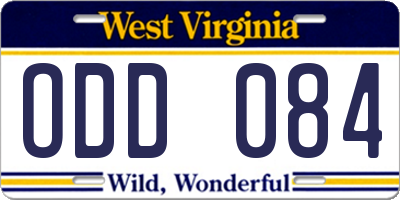 WV license plate ODD084
