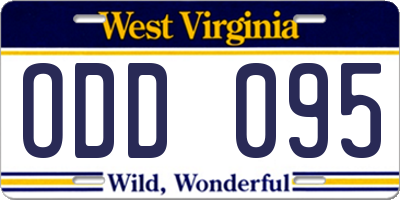 WV license plate ODD095