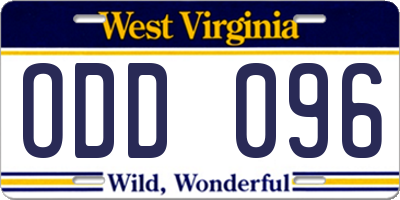 WV license plate ODD096