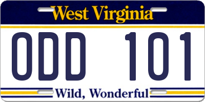 WV license plate ODD101